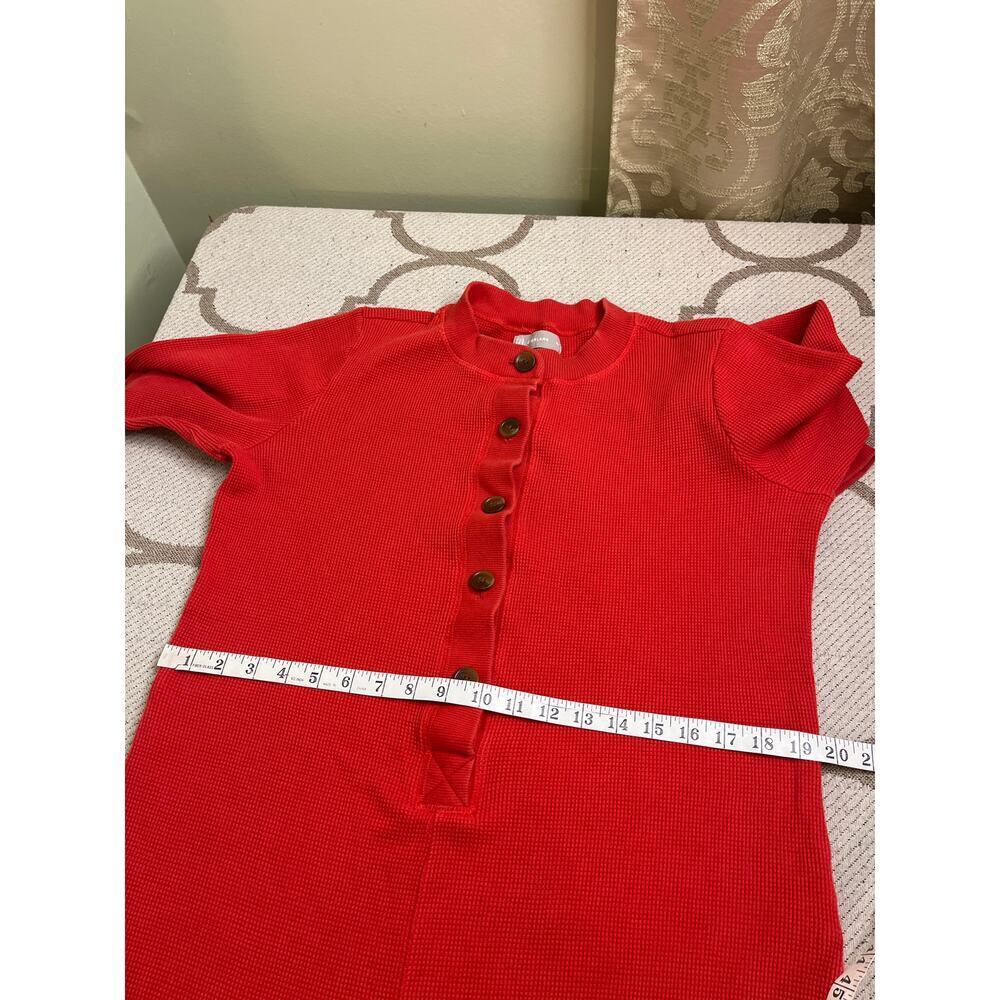 Everlane Waffle Knit Henley One Piece Lounge Pajama Jumpsuit in Currant, Size XL - Picture 12 of 12